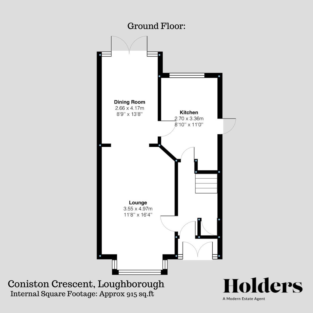 Ground Floor Floorplan for Coniston Crescent, Loughborough