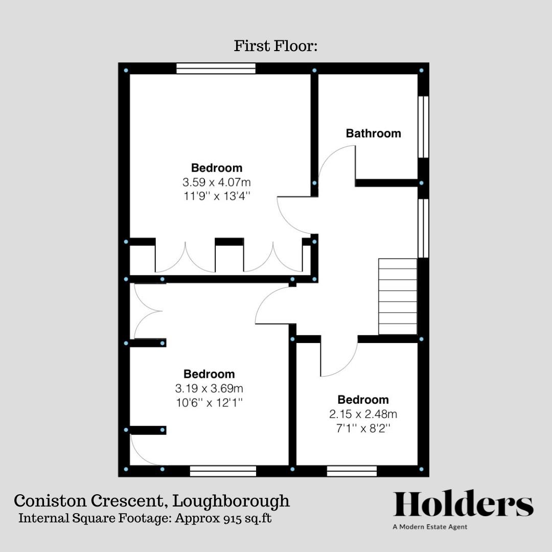 First Floor Floorplan for Coniston Crescent, Loughborough