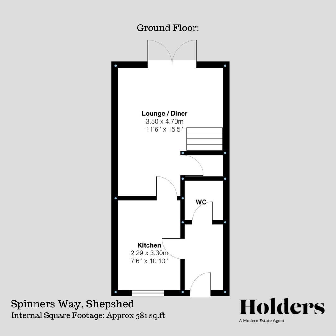 Ground Floor Floorplan for Spinners Way, Shepshed, Loughborough