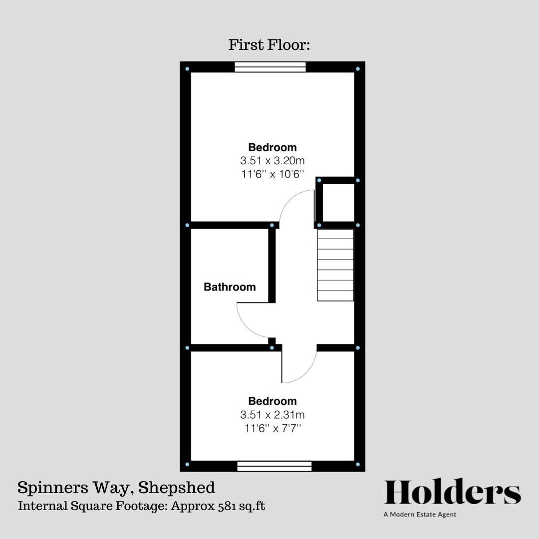 First Floor Floorplan for Spinners Way, Shepshed, Loughborough