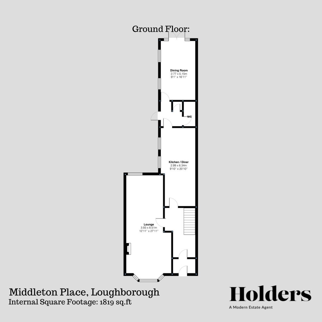 Ground Floor Floorplan for Middleton Place, Loughborough