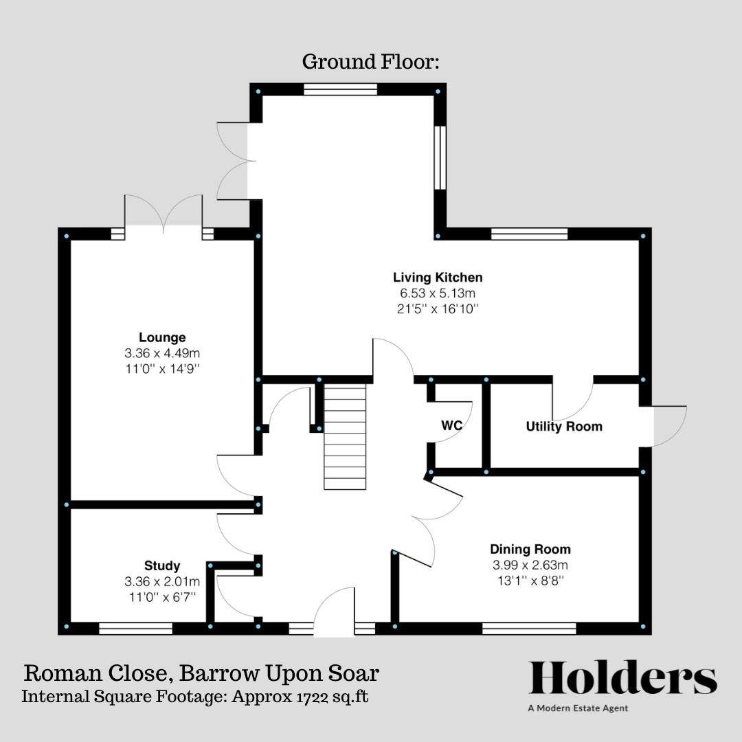 Ground Floor Floorplan for Roman Close, Barrow Upon Soar, Loughborough