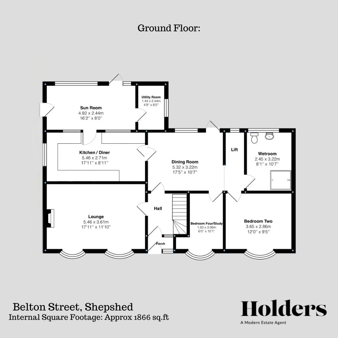 Ground Floor Floorplan for Belton Street, Shepshed, Loughborough