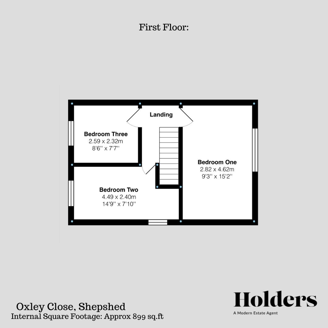 First Floor Floorplan for Oxley Close, Shepshed, Loughborough