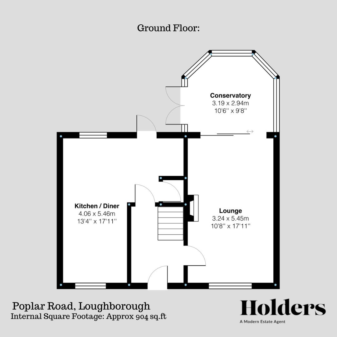 Ground Floor Floorplan for Poplar Road, Loughborough LE11 2JS