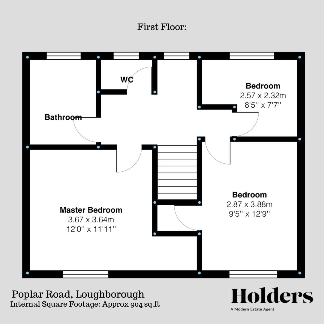 First Floor Floorplan for Poplar Road, Loughborough LE11 2JS