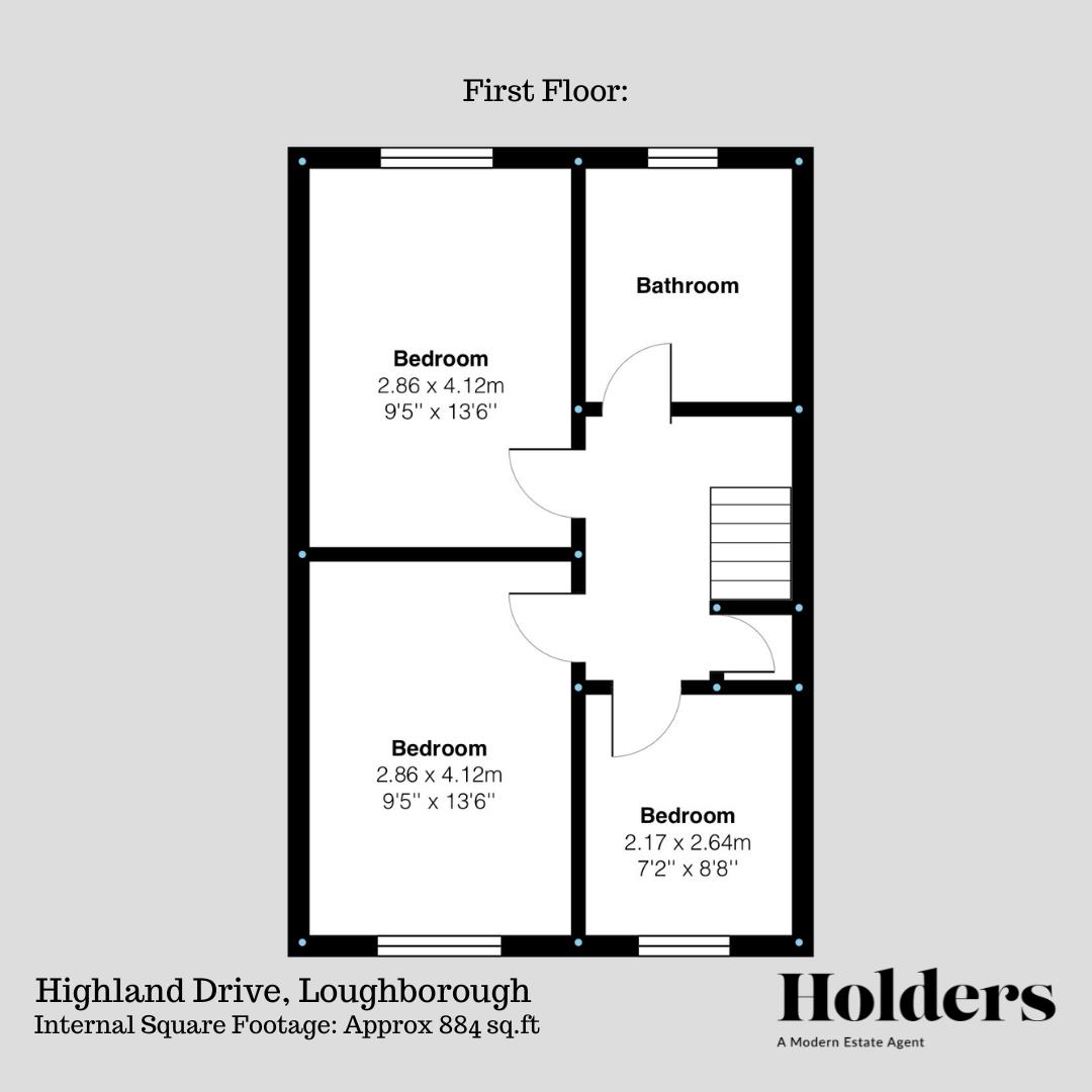 First Floor Floorplan for Highland Drive, Loughborough