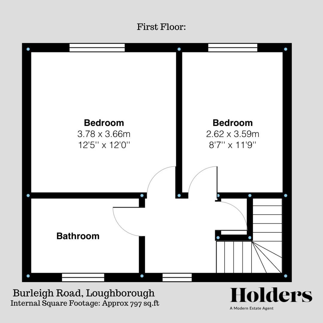 First Floor Floorplan for Burleigh Road, Loughborough