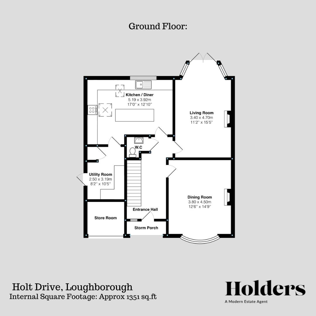 Ground Floor Floorplan for Holt Drive, Loughborough