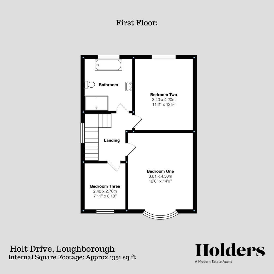 First Floor Floorplan for Holt Drive, Loughborough