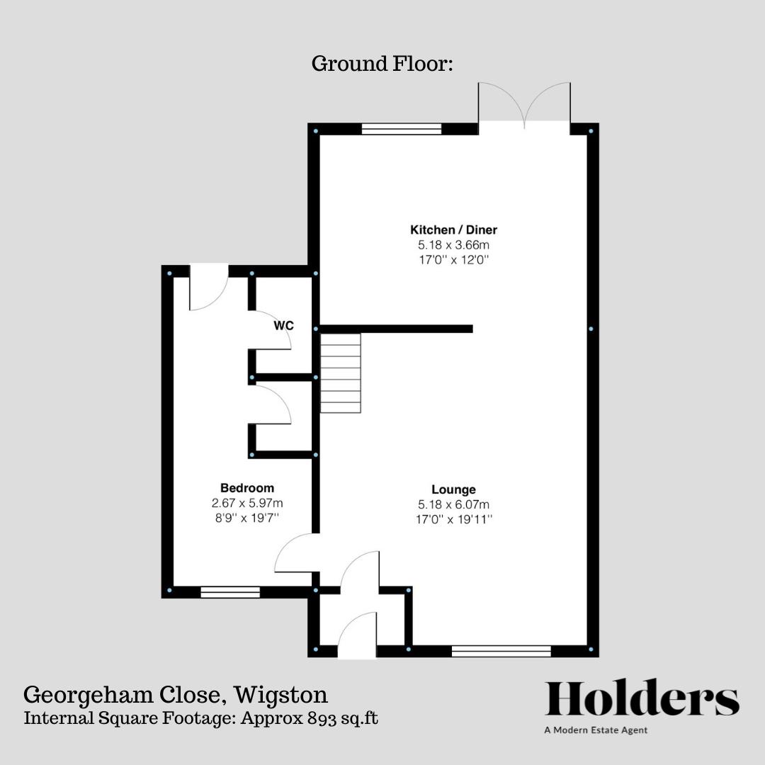 Ground Floor Floorplan for Georgeham Close, Wigston