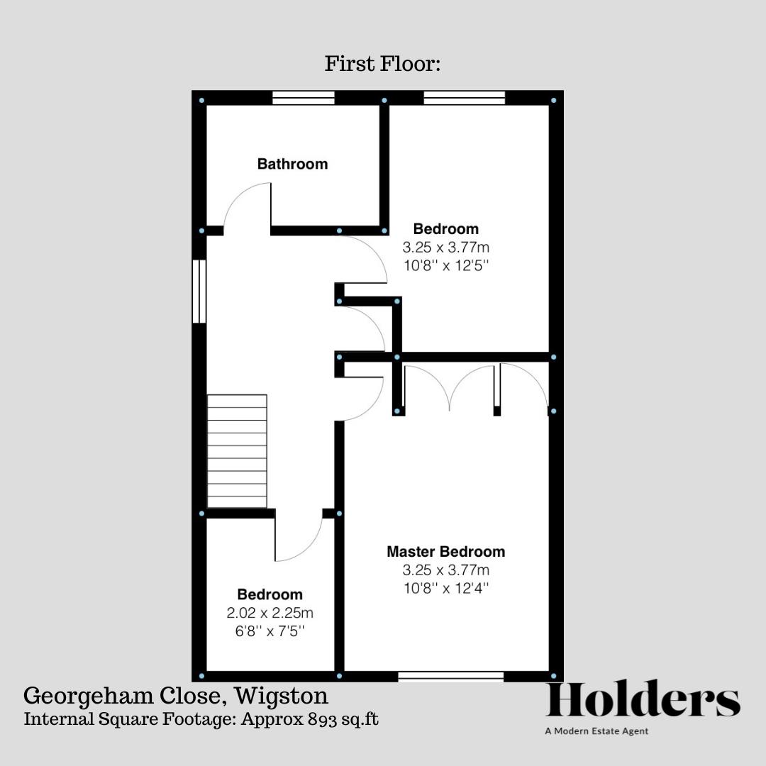 First Floor Floorplan for Georgeham Close, Wigston