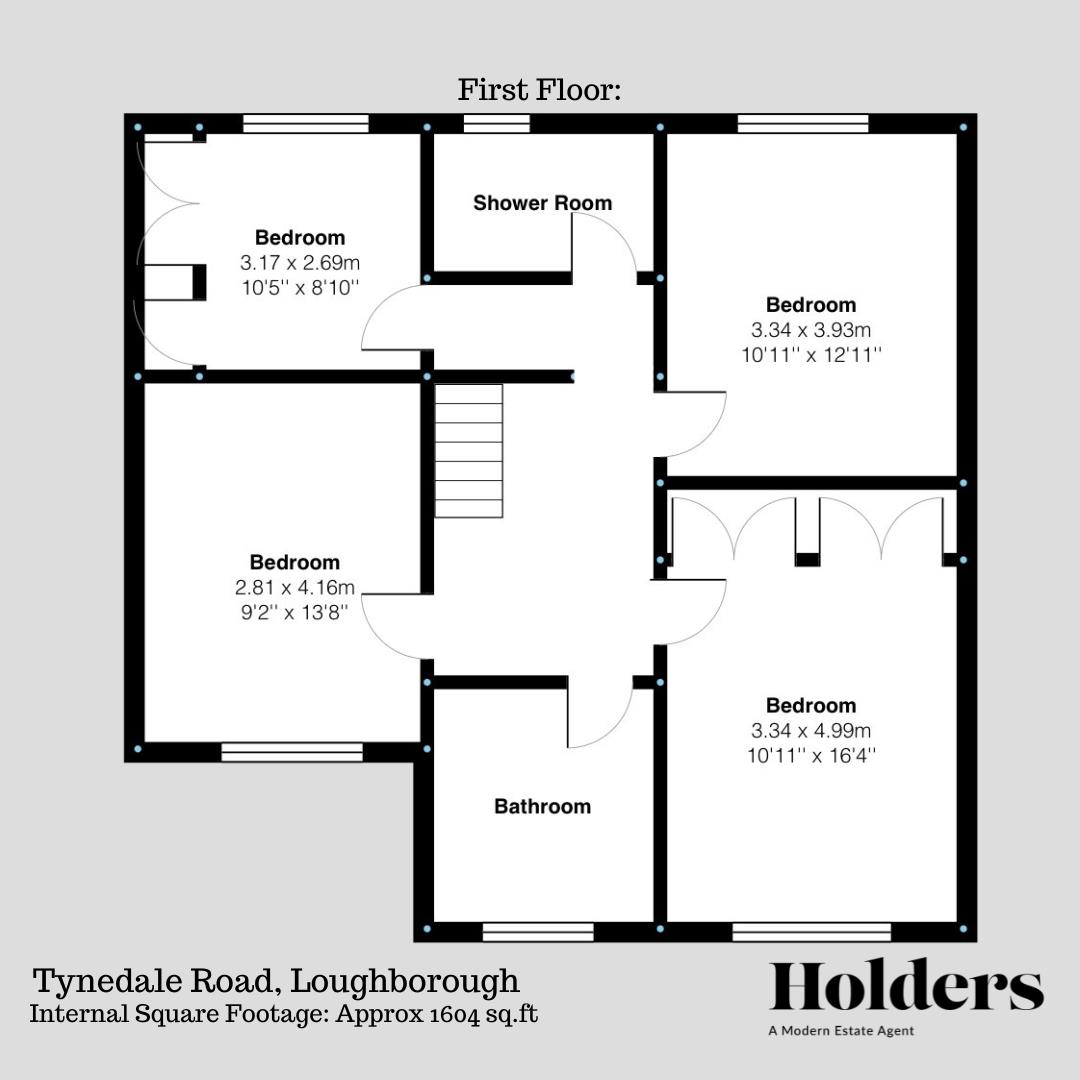 First Floor Floorplan for Tynedale Road, Loughborough