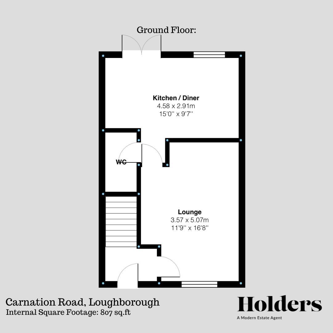 Ground Floor Floorplan for Carnation Road, Loughborough