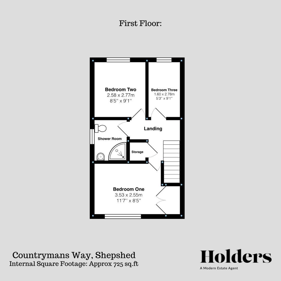 First Floor Floorplan for Countrymans Way, Shepshed, Loughborough