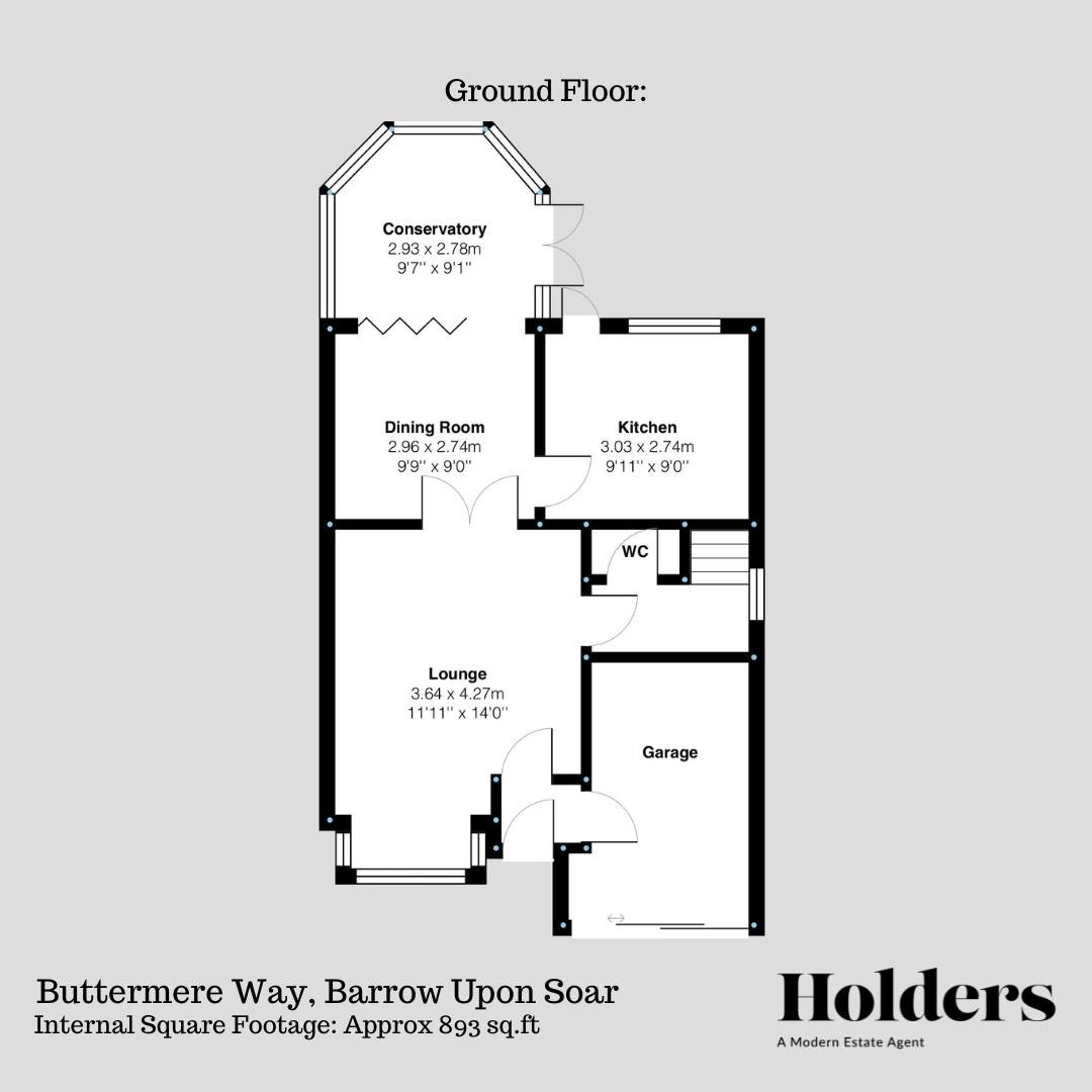 Ground Floor Floorplan for Buttermere Way, Barrow Upon Soar, Loughborough