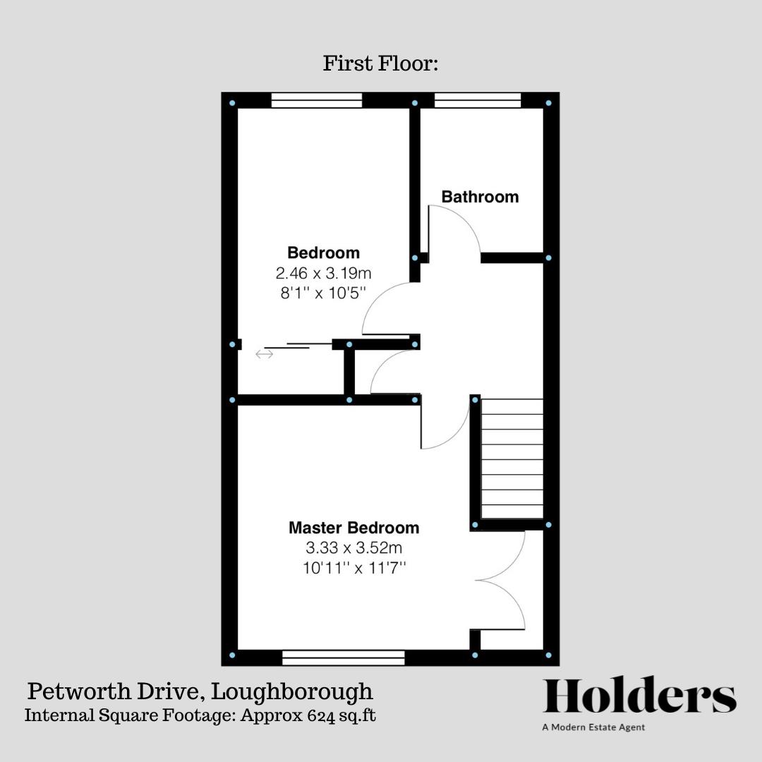 First Floor Floorplan for Petworth Drive, Loughborough