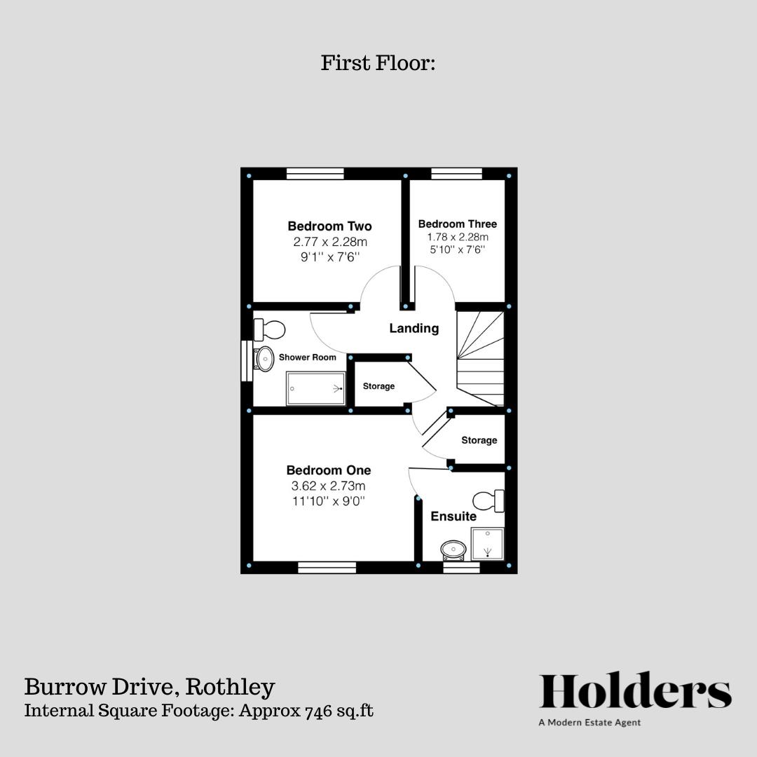 First Floor Floorplan for Burrow Drive, Rothley, Leicester