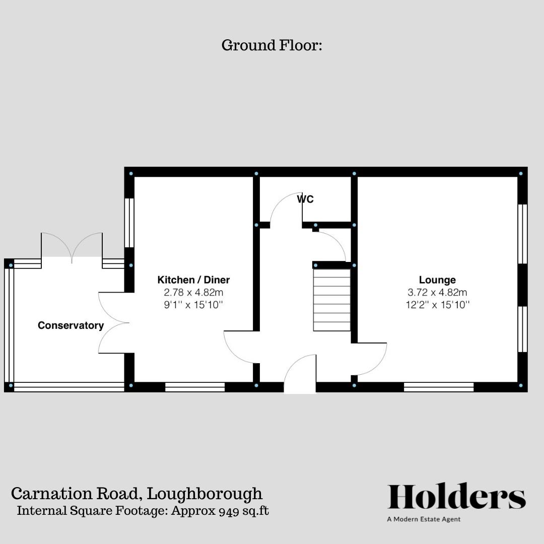 Ground Floor Floorplan for Carnation Road, Loughborough