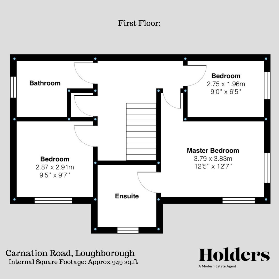 First Floor Floorplan for Carnation Road, Loughborough