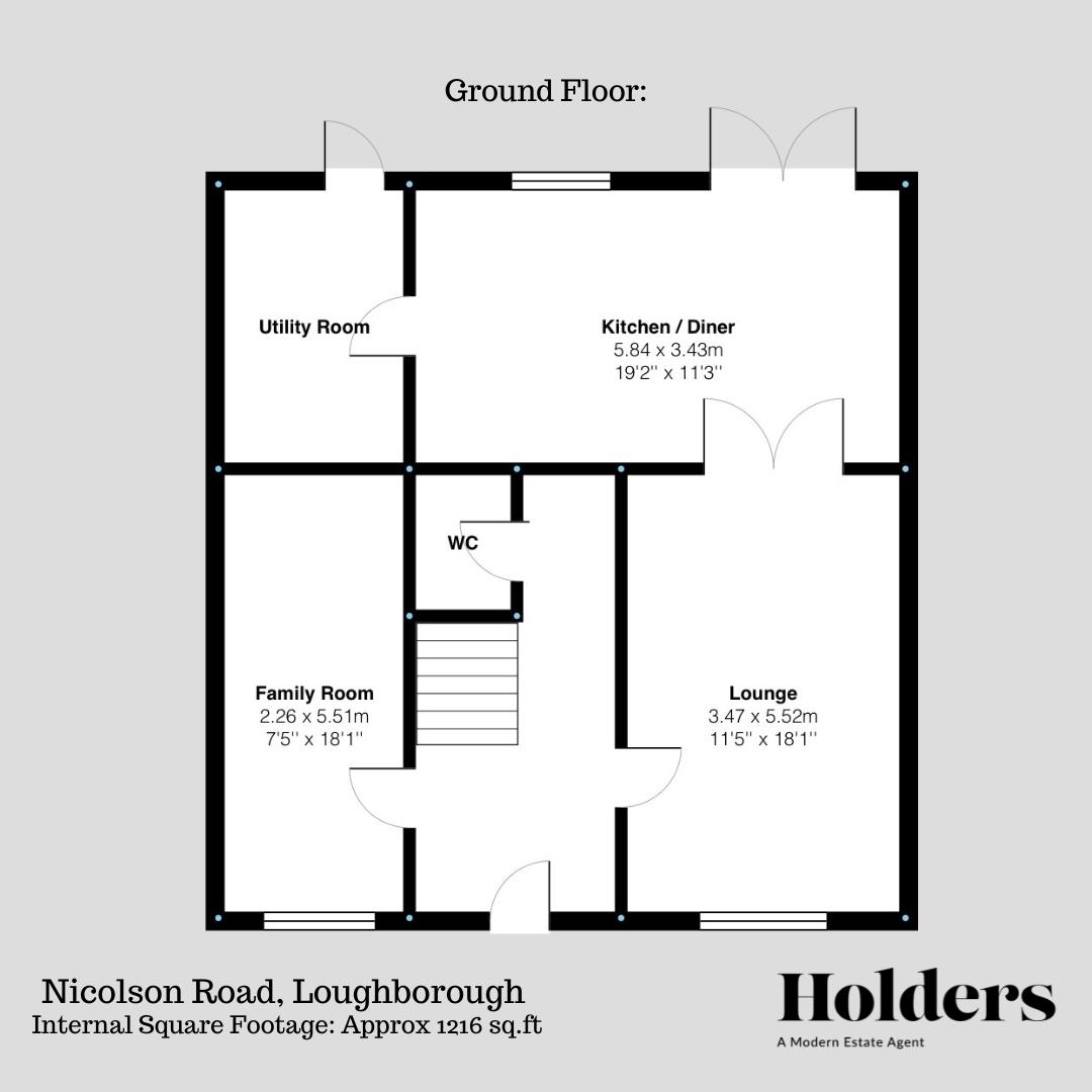 Ground Floor Floorplan for Nicolson Road, Loughborough
