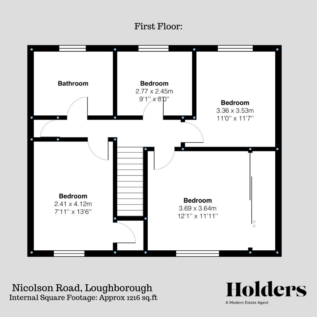 First Floor Floorplan for Nicolson Road, Loughborough