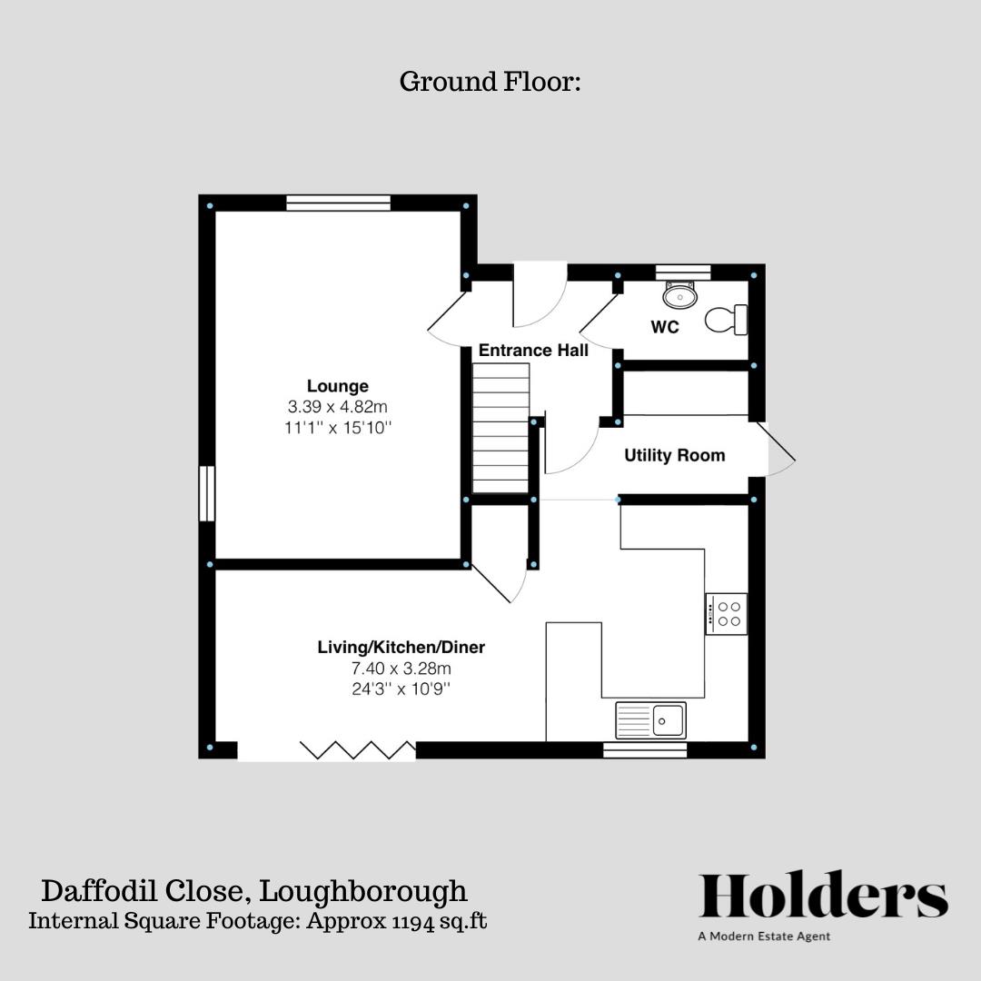Ground Floor Floorplan for Daffodil Close, Loughborough