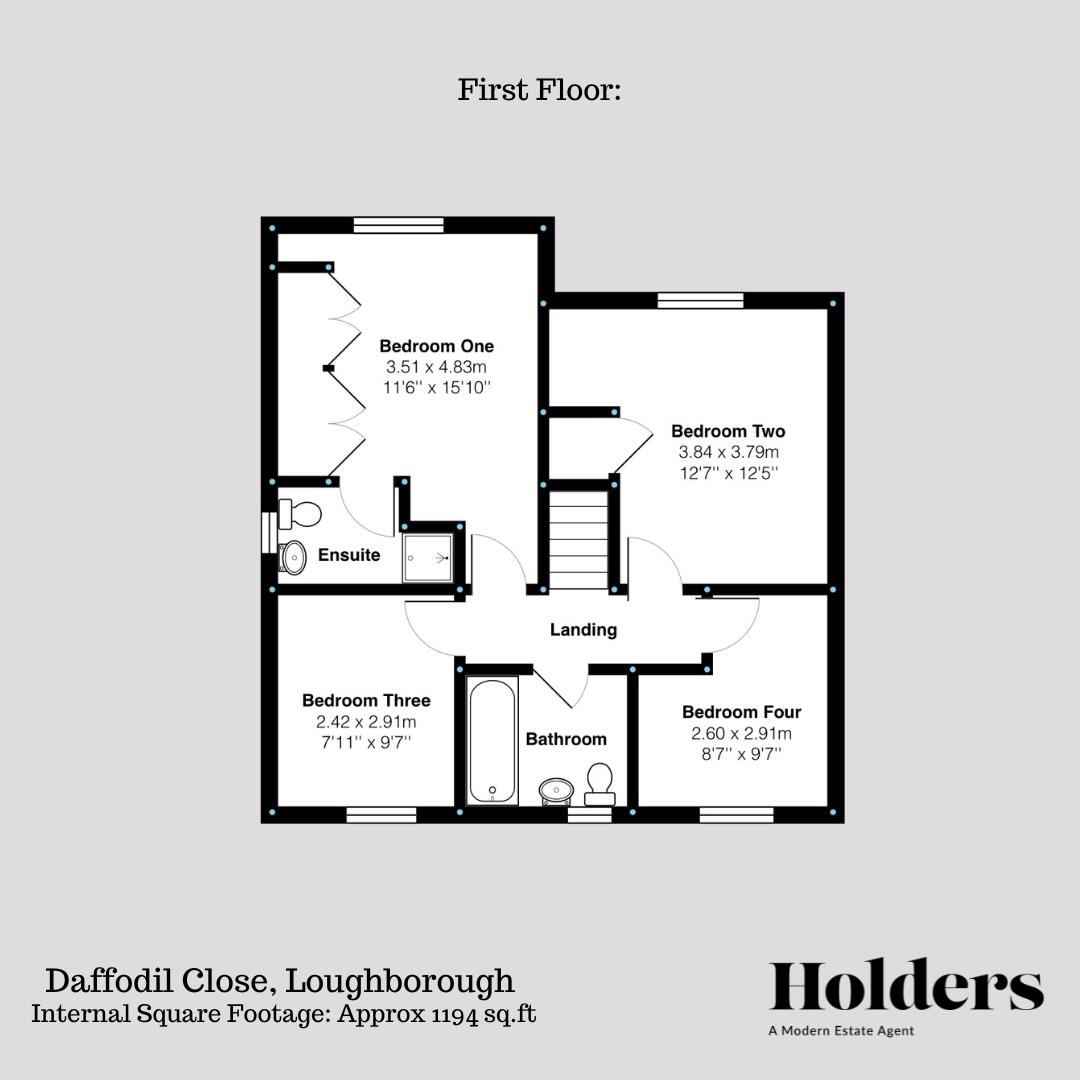 First Floor Floorplan for Daffodil Close, Loughborough