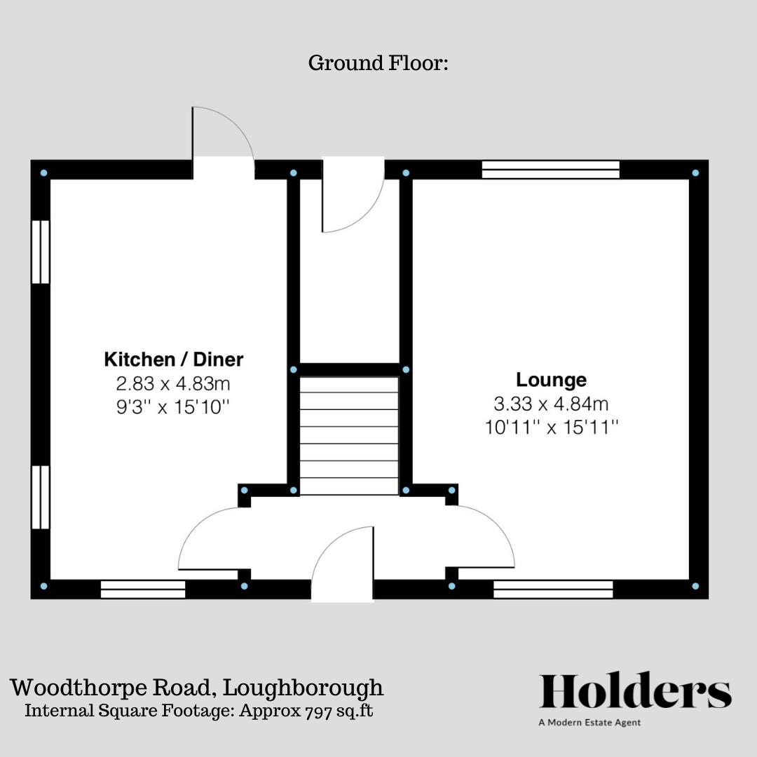 Ground Floor Floorplan for Woodthorpe Road, Loughborough