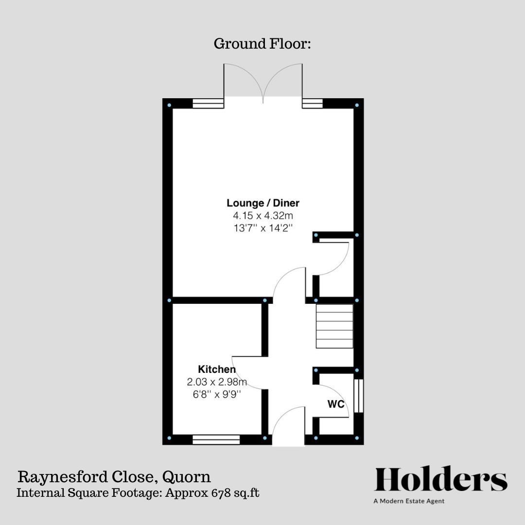 Ground Floor Floorplan for Raynesford Close, Quorn, Leicestershire, LE12