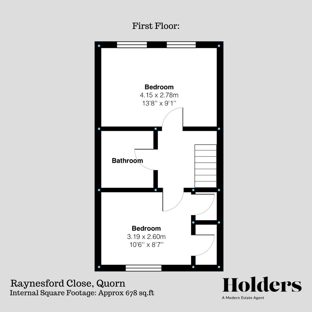 First Floor Floorplan for Raynesford Close, Quorn, Leicestershire, LE12