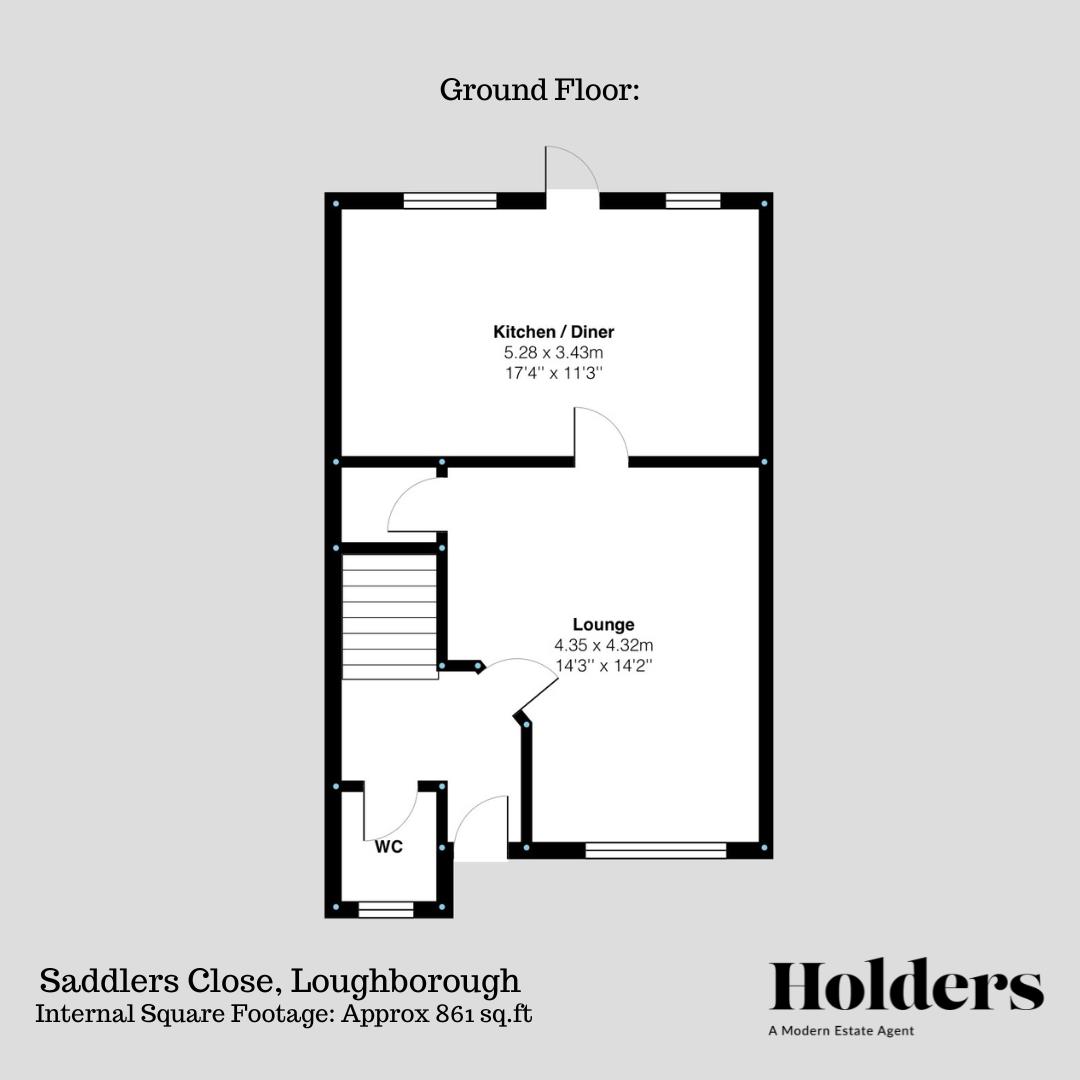 Ground Floor Floorplan for Saddlers Close, Loughborough