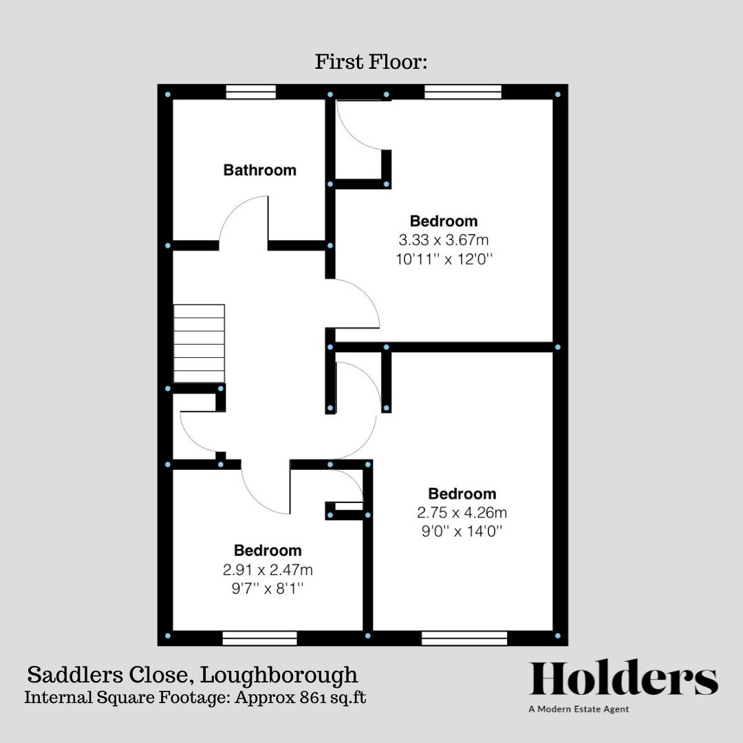 First Floor Floorplan for Saddlers Close, Loughborough
