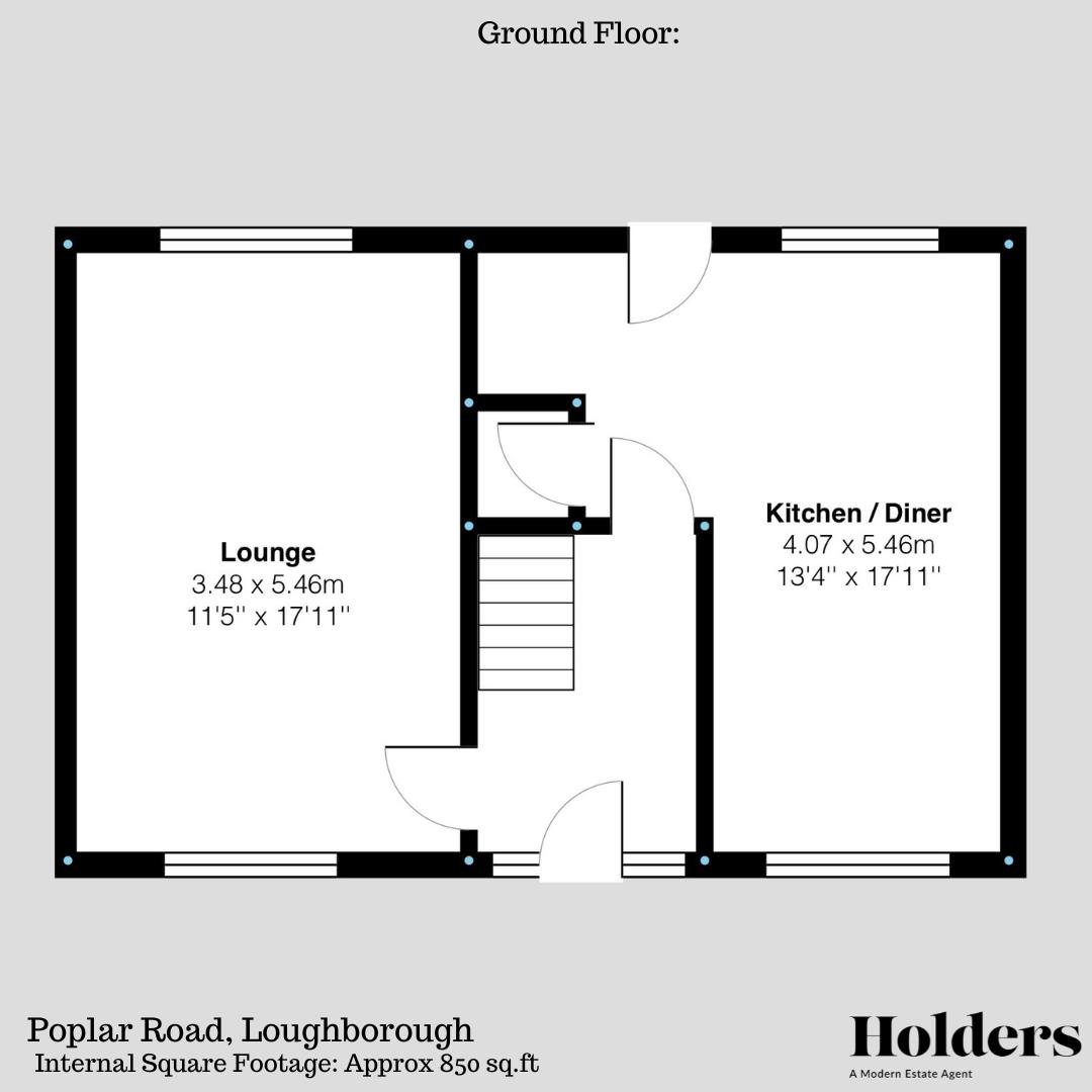 Ground Floor Floorplan for Poplar Road, Loughborough