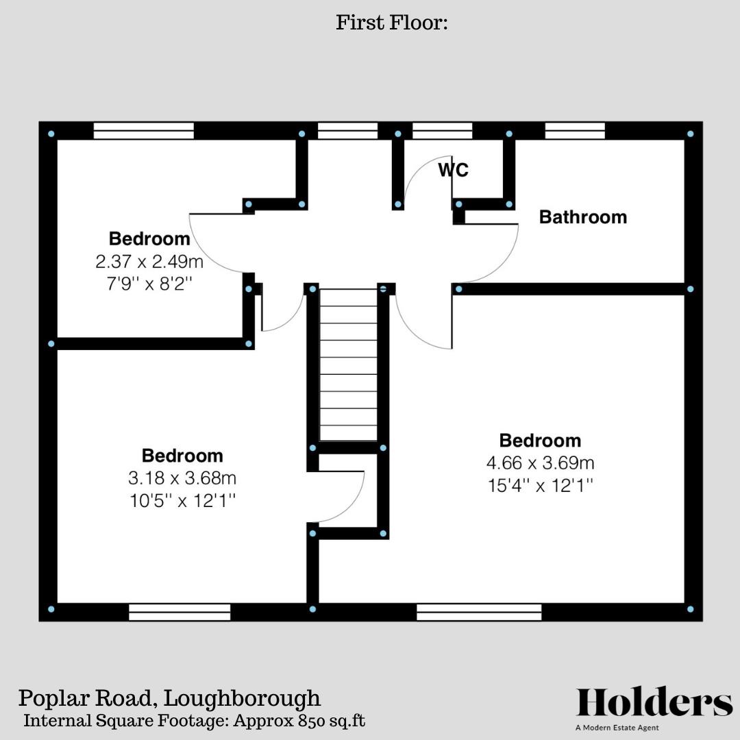 First Floor Floorplan for Poplar Road, Loughborough