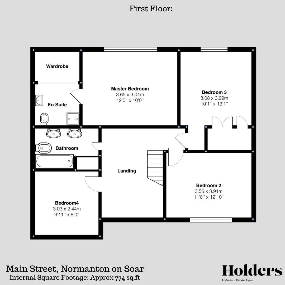 First Floor Floorplan for Main Street, Normanton On Soar, Loughborough