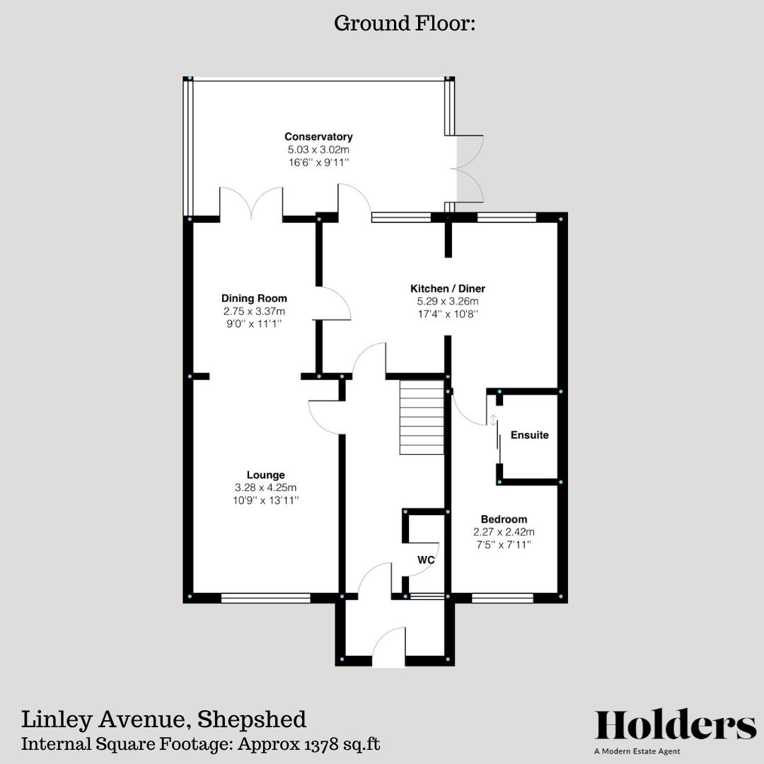 Ground Floor Floorplan for Linley Avenue, Shepshed, Loughborough