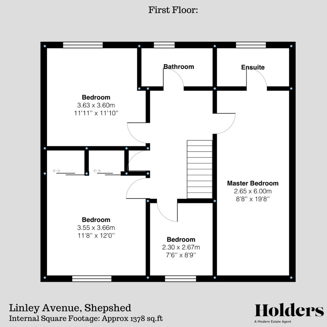 First Floor Floorplan for Linley Avenue, Shepshed, Loughborough