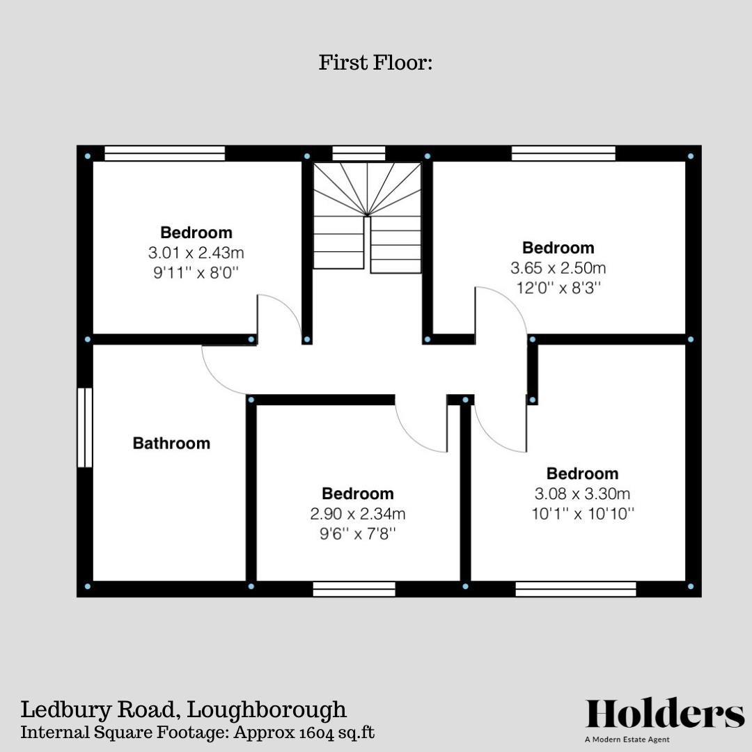 First Floor Floorplan for Ledbury Road, Loughborough
