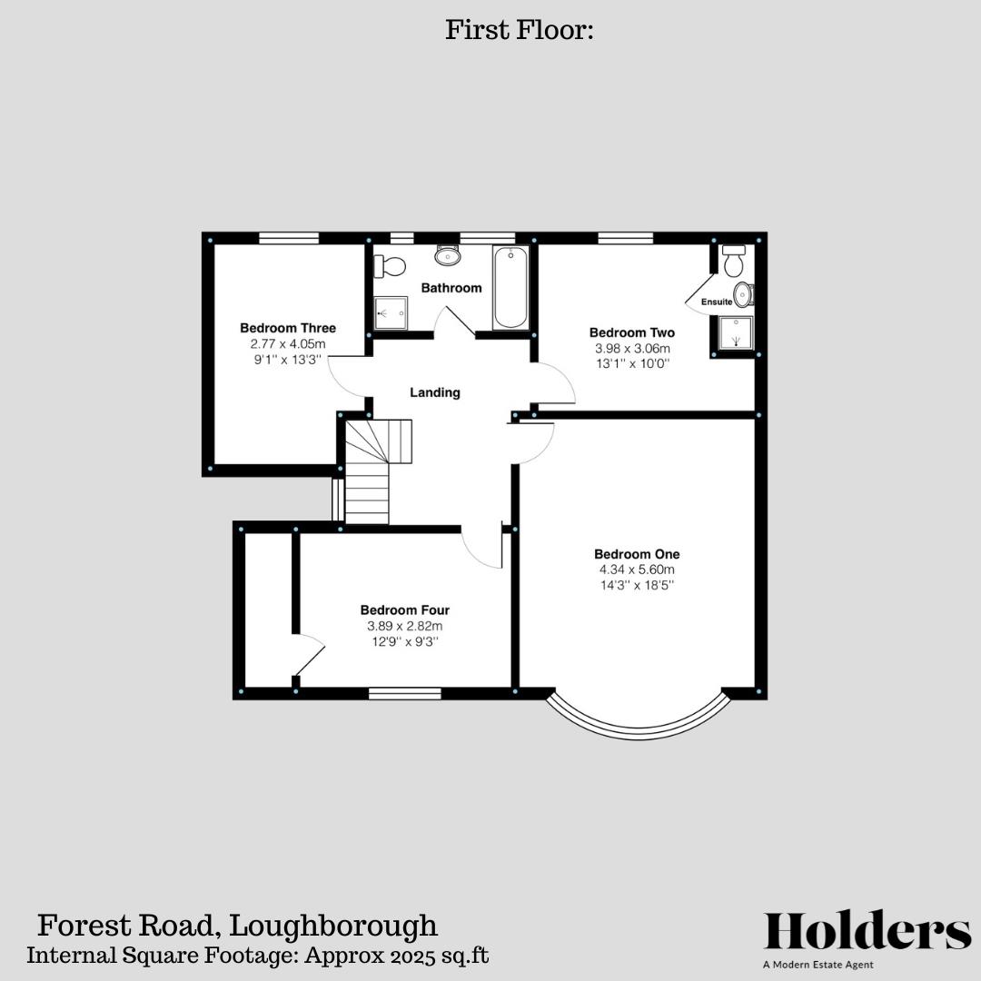 First Floor Floorplan for Forest Road, Loughborough