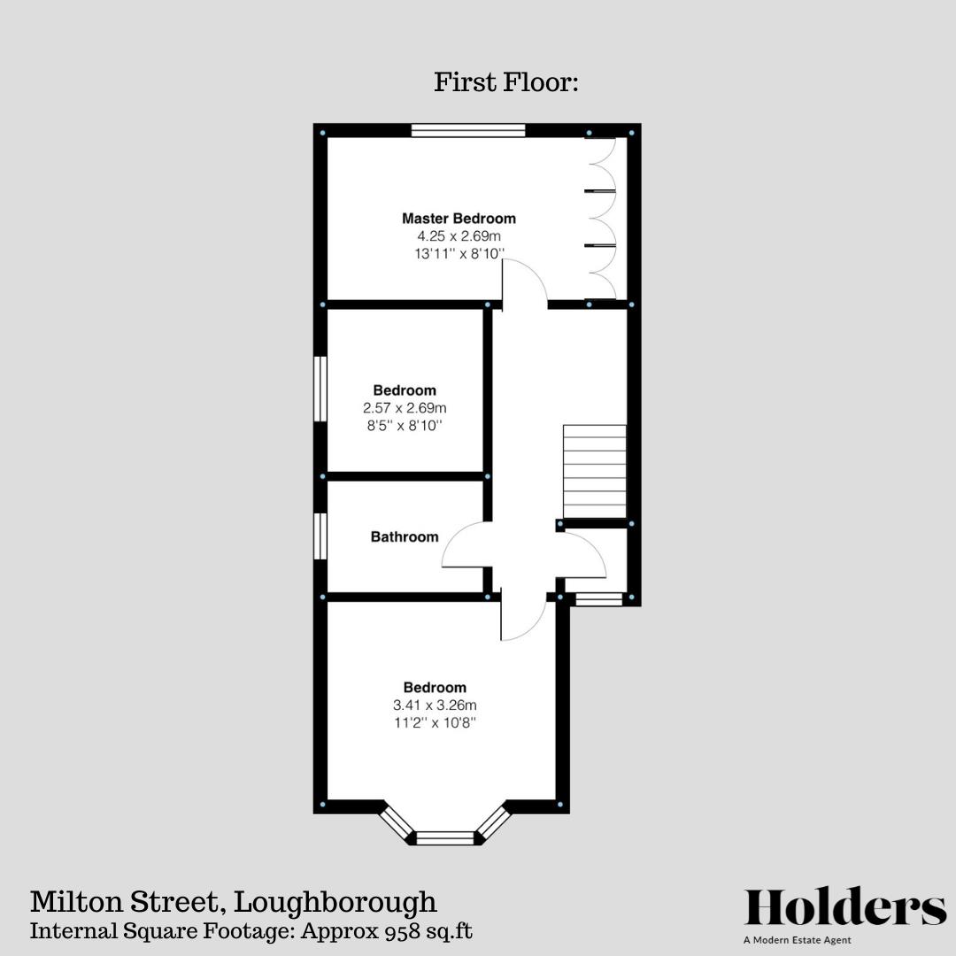 First Floor Floorplan for Milton Street, Loughborough