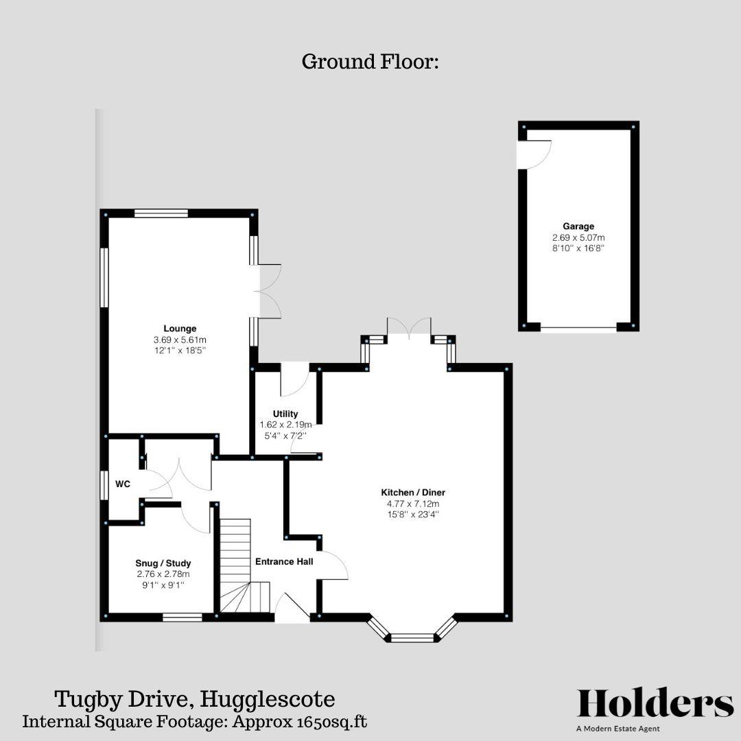 Ground Floor Floorplan for Tugby Drive, Hugglescote, Coalville