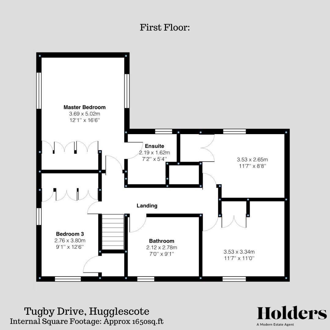 First Floor Floorplan for Tugby Drive, Hugglescote, Coalville