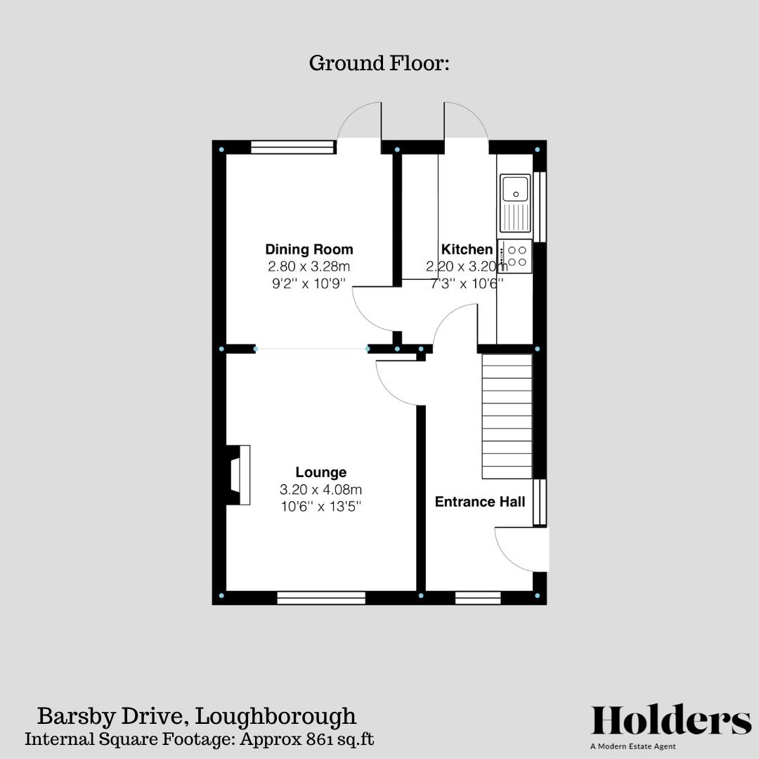 Ground Floor Floorplan for Barsby Drive, Loughborough