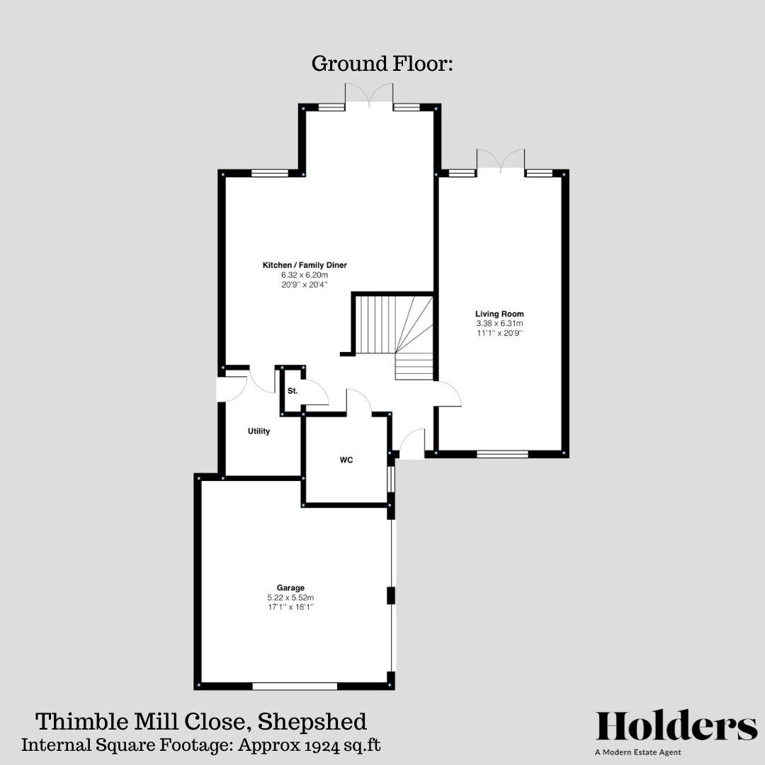 4BD THIMBLE GF FP.jpg Floorplan for Oakley Road, Shepshed, Loughborough