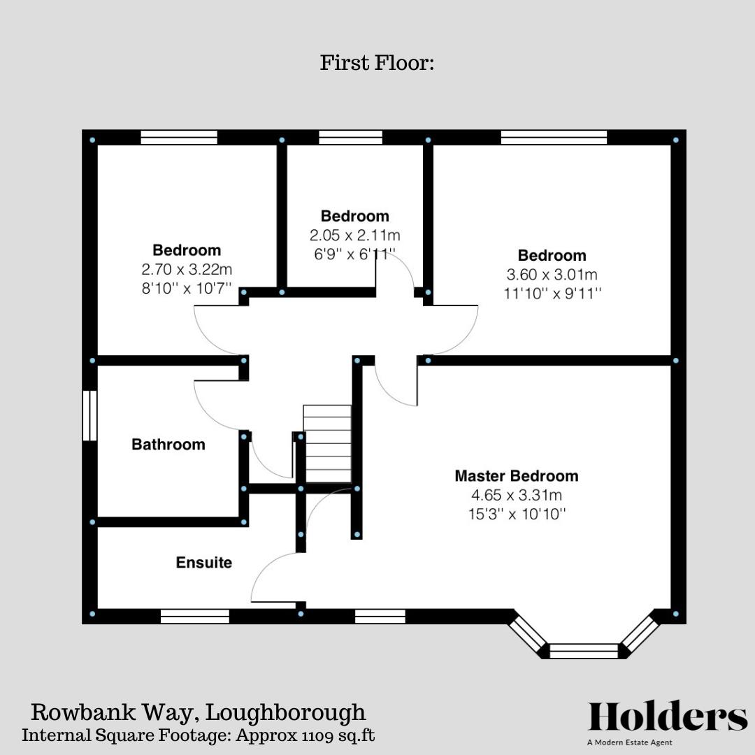 First Floor Floorplan for Rowbank Way, Loughborough