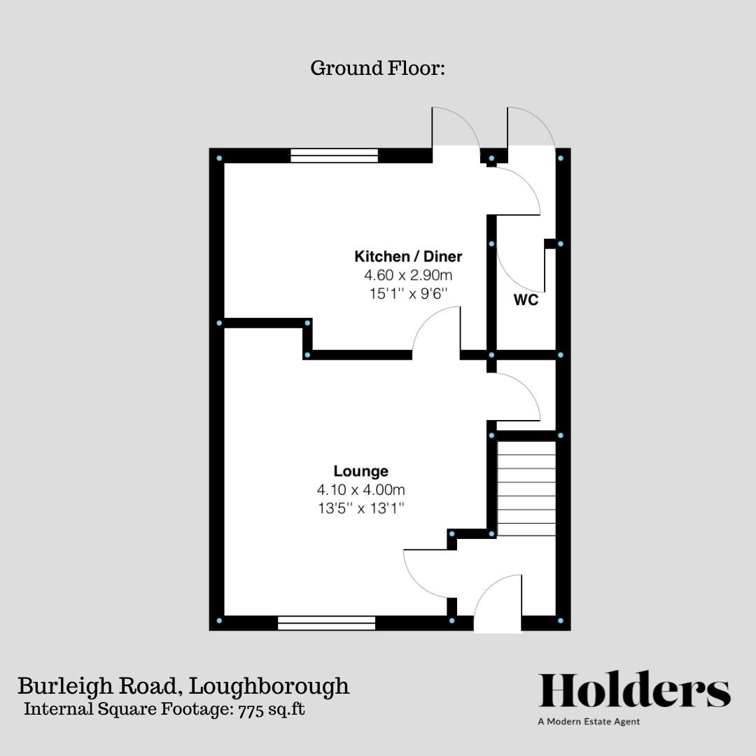 Ground Floor Floorplan for Burleigh Road, Loughborough