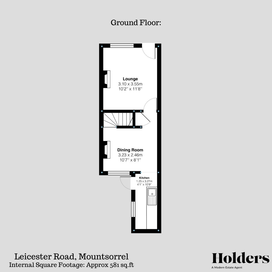 Ground Floor Floorplan for Leicester Road, Mountsorrel, Loughborough