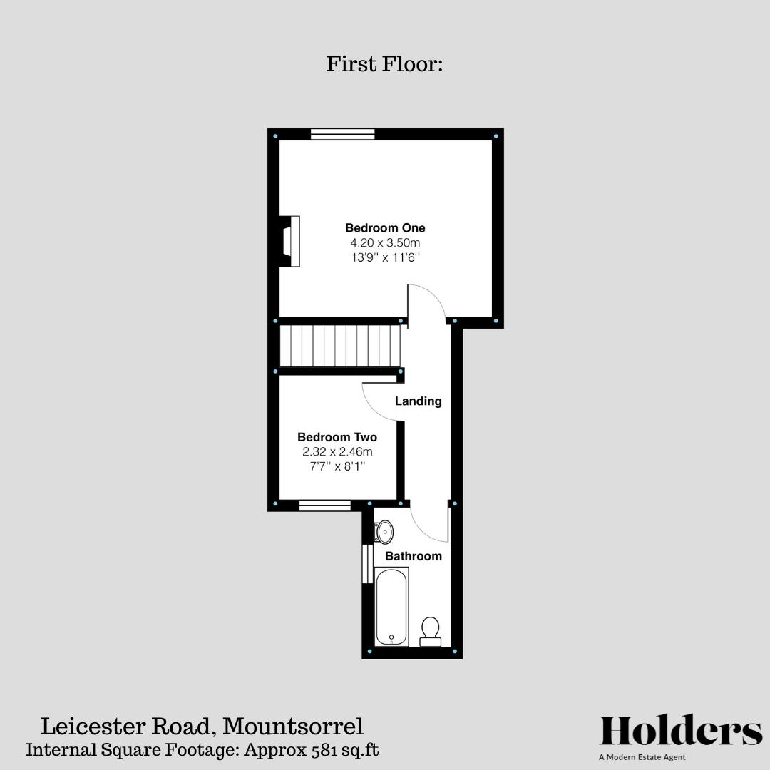 First Floor Floorplan for Leicester Road, Mountsorrel, Loughborough