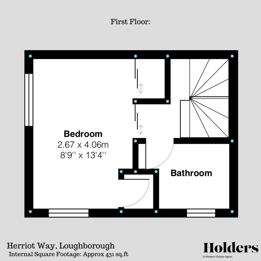 First Floor Floorplan for Herriot Way, Loughborough